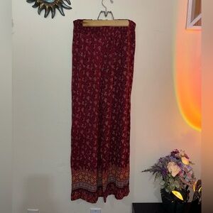 Xhilaration Burgundy and Orange Floral Skirt